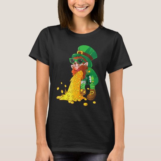 Puking Leprechaun Shirt Funny St Patrick's Day Dri (Voorkant)