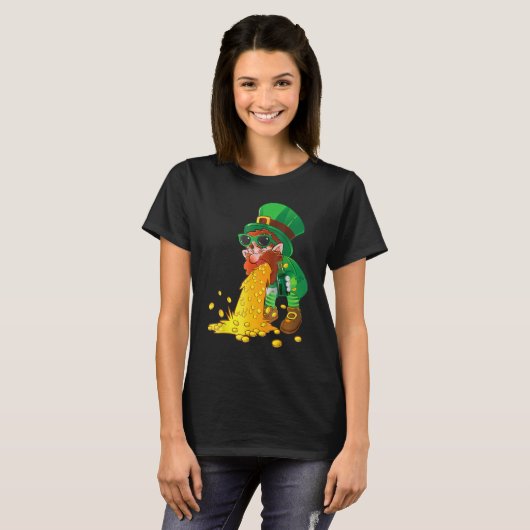Puking Leprechaun Shirt Funny St Patrick's Day Dri (Voorkant volledig)