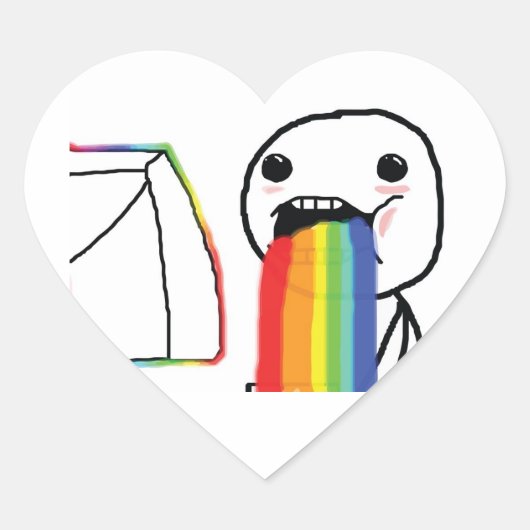 Puking Rainbows Hart Sticker (Voorkant)