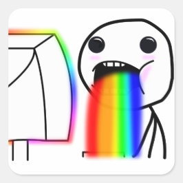 Puking regenboog sticker