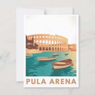 Pula Arena Vintage Poster – Romeinse amfitheater m Briefkaart
