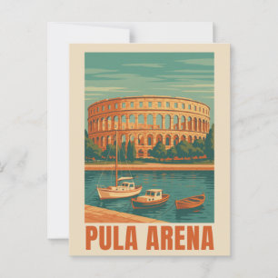 Pula Arena Vintage Poster – Romeinse amfitheater m Briefkaart