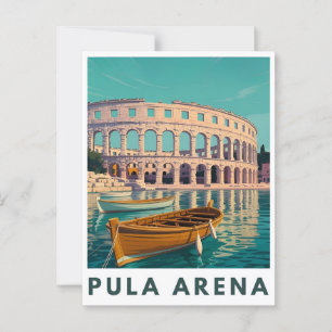 Pula Arena Vintage Poster – Romeinse amfitheater m Briefkaart