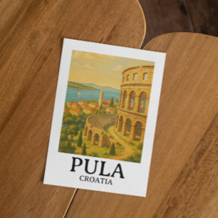 Pula Kroatië Reiskunst – Kuststadsgezicht Briefkaart