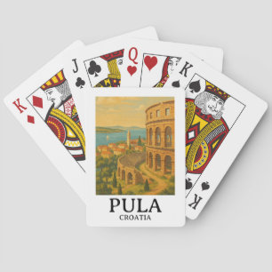 Pula Kroatië Reiskunst – Kuststadsgezicht Pokerkaarten