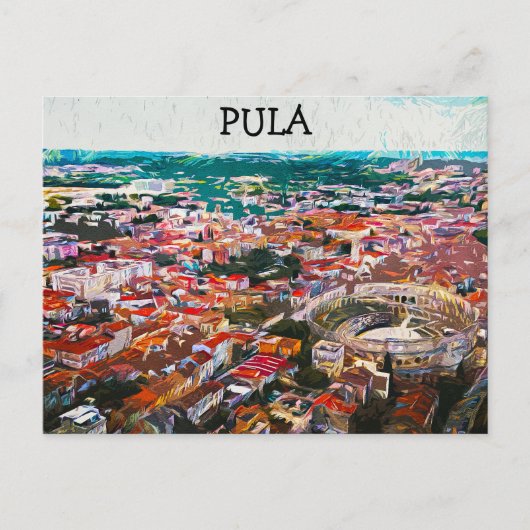Pula Kroatië Stad Uitzicht Schilderen Briefkaart (Voorkant)