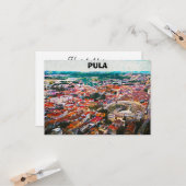 Pula Kroatië Stad Uitzicht Schilderen Kaart (Voorkant / Achterkant in situ)