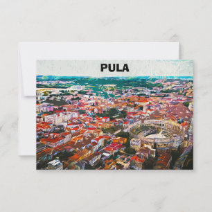 Pula Kroatië Stad Uitzicht Schilderen Kaart