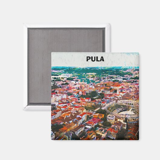 Pula Kroatië Stad Uitzicht Schilderen Magneet (Voorkant / Achterkant)