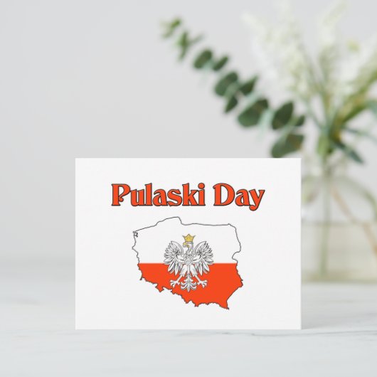 Pulaski Day. Briefkaart (Staand voorkant)