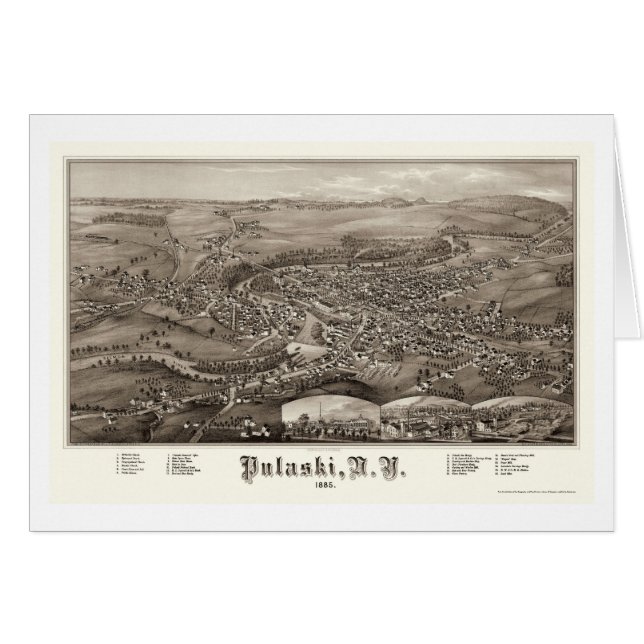 Pulaski, NY Panoramic Map - 1885 (Voorkant Horizontaal)