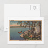Pulaski, NY Uitzicht Canoe, Camping, Tent, Lake Briefkaart (Voorkant / Achterkant)