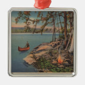 Pulaski, NY Uitzicht Canoe, Camping, Tent, Lake Metalen Ornament (Voorkant)