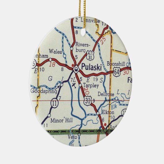 Pulaski TN Keramisch Ornament (Rechts)