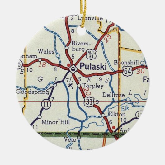 Pulaski TN Keramisch Ornament (Voorkant)