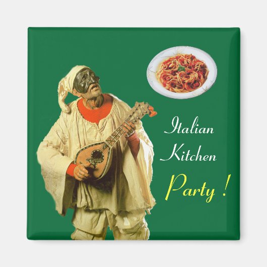 PULCINELLA ITALIAN KITCHEN ARTIJ, groen Magneet (Voorkant)
