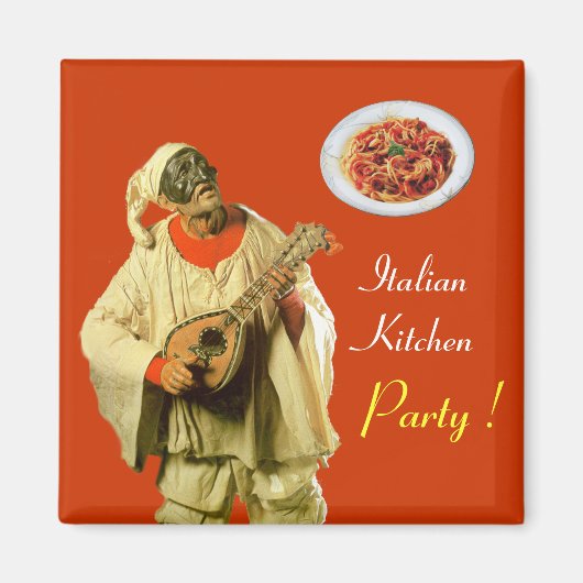 PULCINELLA ITALIAN KITCHEN ARTIJ , oranje Magneet (Voorkant)