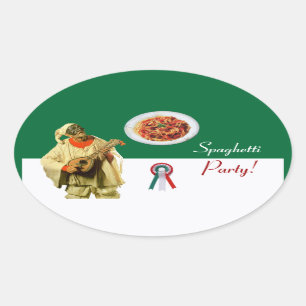 PULCINELLA ITALIAN KITCHEN PARTIJ rood zwart Ovale Sticker