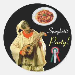PULCINELLA ITALIAN KITCHEN PARTIJ rood zwart Ronde Sticker