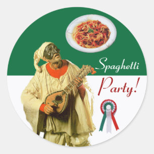 PULCINELLA ITALIAN KITCHEN PARTIJ rood zwart Ronde Sticker