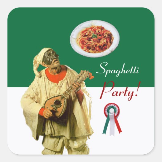 PULCINELLA ITALIAN KITCHEN PARTIJ rood zwart Vierkante Sticker (Voorkant)