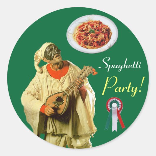 PULCINELLA ITALIAN KITCHEN PARTY Red Green White Ronde Sticker (Voorkant)
