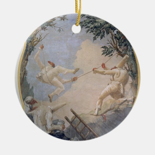 Pulcinella on a Swing, 1797 (fresco) Keramisch Ornament (Voorkant)