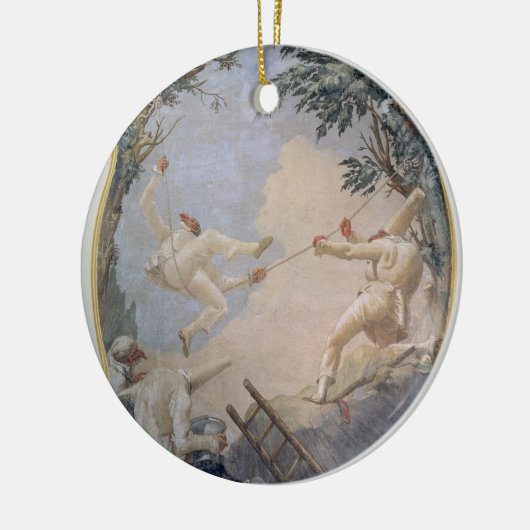 Pulcinella on a Swing, 1797 (fresco) Keramisch Ornament (Links)