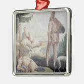 Pulcinella op feestdag metalen ornament (Links)