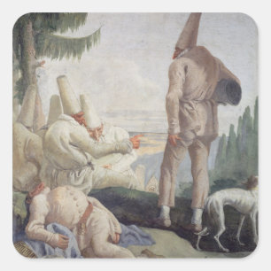 Pulcinella op feestdag vierkante sticker