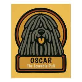 Puli Black Shaggy Dog Aangepaste tekst Perfect Poster