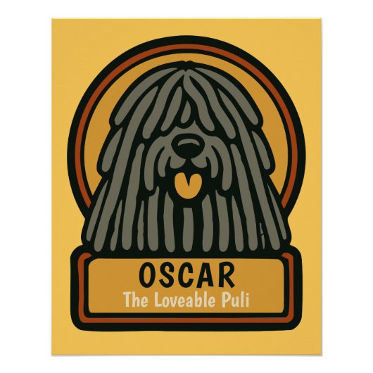 Puli Black Shaggy Dog Aangepaste tekst Perfect Poster (Voorkant)
