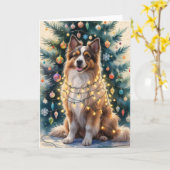 Puli Dog Christmas Wenskaart Kaart (Gele Bloem)