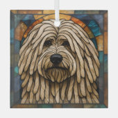 Puli Dog "Glas in lood" Glas Ornament (Voorkant)