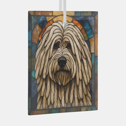 Puli Dog "Glas in lood" Glas Ornament (Voorkant Rechts)