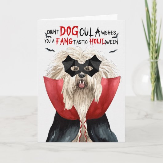 Puli Dog Grappig Count DOGcula Halloween Feestdagen Kaart (Voorkant)