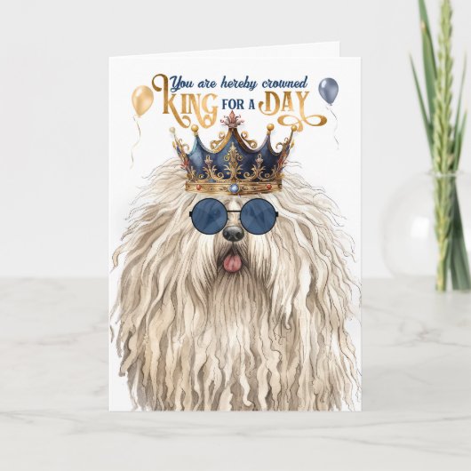 Puli Dog King voor een Dag Grappige Verjaardag Kaart (Voorkant)