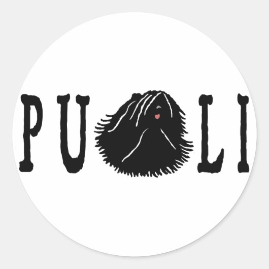 Puli Dog met Puli Text Ronde Sticker (Voorkant)