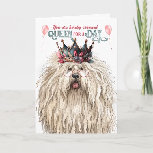 Puli Dog Queen voor Dag Grappige Verjaardag Kaart (Voorkant)