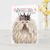 Puli Dog Queen voor Dag Grappige Verjaardag Kaart (Gele Bloem)