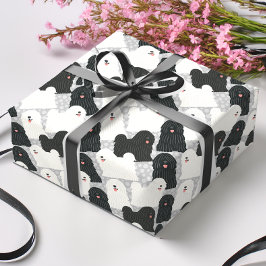 Puli Dog Schattige Zwart-wit Polka Dot Cadeaupapier