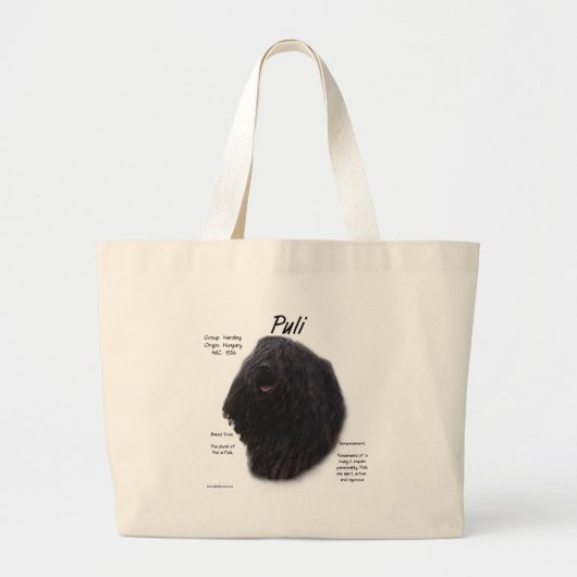 Puli Geschiedenis Ontwerp Grote Tote Bag (Voorkant)