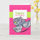 Puli Komondor Strawberry Kiwi Happy Birthday Kaart (Gele Bloem)