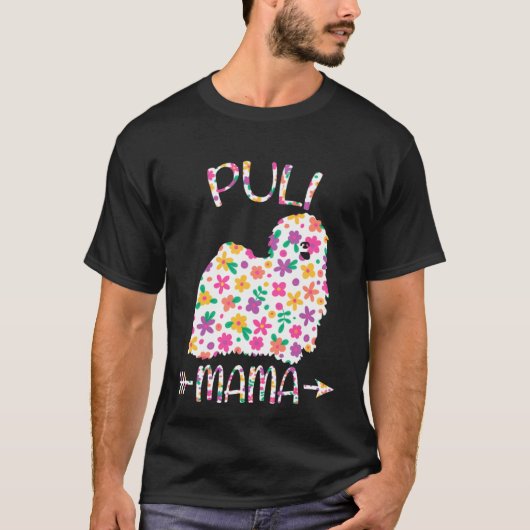 Puli Mama Floral Dog Mam Moederdag T-shirt (Voorkant)