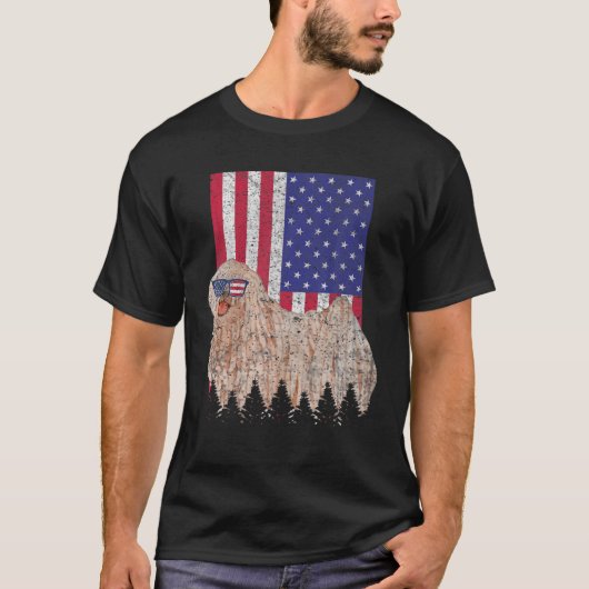 Puli Patriotic Dog USA Pride American Flag T-shirt (Voorkant)