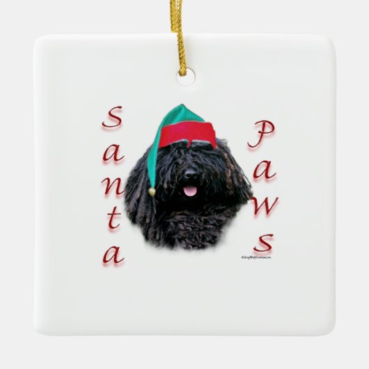 Puli Santa Paws Keramisch Ornament (Voorkant)