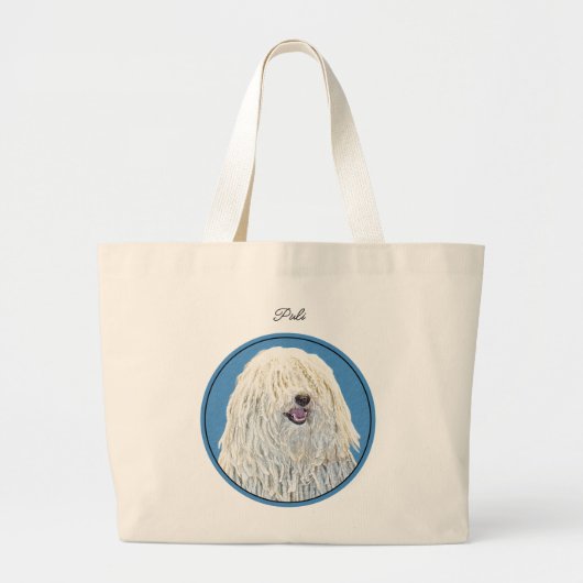 Puli Schilderij Witte Crème Schattigee Originele H Grote Tote Bag (Voorkant)
