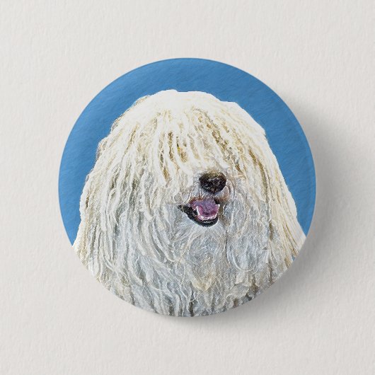 Puli-schilderijen - Kute Original Dog Art Ronde Button 5,7 Cm (Voorkant)