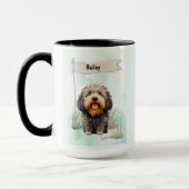 Puli Watercolor Personalized Dog Mok (Links)