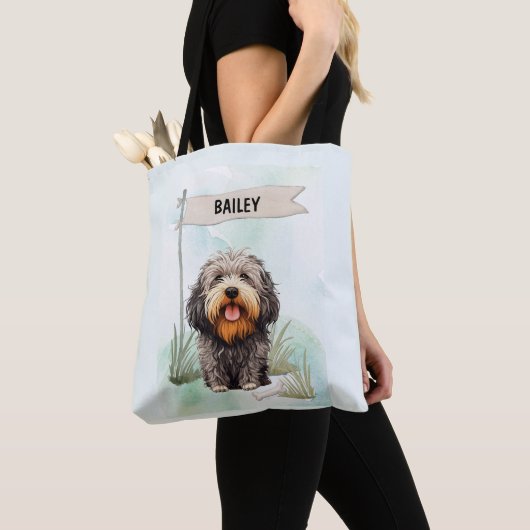 Puli Watercolor Personalized Dog Tote Bag (Dichtbij)